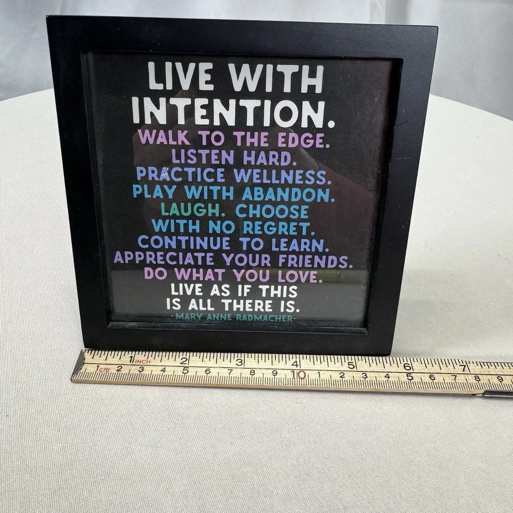 Live With Intention 6x6 Motivational Framed‎ Hanging Or Standing Pic
